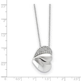 Sterling Silver CZ Glimpse of my Heart 18in Heart Necklace-WBC-QSX470