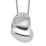 Sterling Silver CZ Glimpse of my Heart 18in Heart Necklace-WBC-QSX470