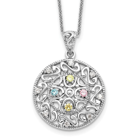 Sterling Silver CZ Bliss 18in Necklace-WBC-QSX474