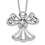Sterling Silver CZ Angel of Kindness 18in Angel Necklace-WBC-QSX506