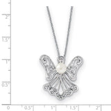Sterling Silver FW Cultured Pearl & CZ Angel Of Purity 18in Necklac-WBC-QSX507