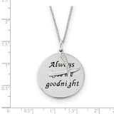 Sterling Silver Antiqued CZ Always Kiss Me Goodnight 18in Necklace-WBC-QSX518