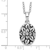 Sterling Silver CZ Antiqued Flower Ash Holder 18in Necklace-WBC-QSX534