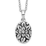 Sterling Silver CZ Antiqued Flower Ash Holder 18in Necklace-WBC-QSX534