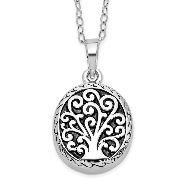 Sterling Silver Antiqued Tree of Life Ash Holder 18in Necklace-WBC-QSX537