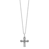 Sterling Silver Antiqued Cross Ash Holder 18in Necklace-WBC-QSX541