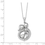 Sterling Silver CZ Family of 3Gathering 18in. Necklace-WBC-QSX587