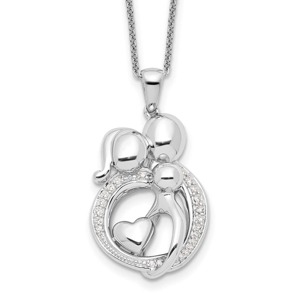 Sterling Silver CZ Family of 3Gathering 18in. Necklace-WBC-QSX587