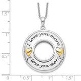 Sterling Silver Gold Plated Antiqued CZ I Love You More 18in. Necklace-WBC-QSX599