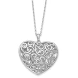 Sterling Silver Antiqued Heart Of Support 18in. Necklace-WBC-QSX604