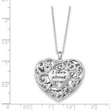 Sterling Silver Antiqued Heart Of Support 18in. Necklace-WBC-QSX604