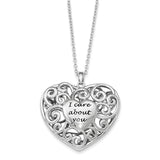 Sterling Silver Antiqued Heart Of Support 18in. Necklace-WBC-QSX604