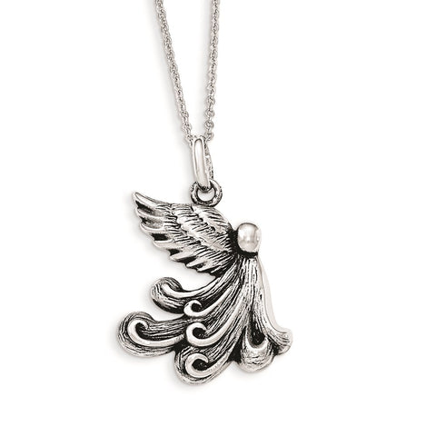 Sterling Silver Antiqued My Chemo Angel 18in. Necklace-WBC-QSX607