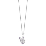 Sterling Silver CZ Never Give Up Butterfly 18in. Necklace-WBC-QSX610