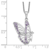 Sterling Silver CZ Never Give Up Butterfly 18in. Necklace-WBC-QSX610