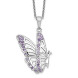 Sterling Silver CZ Never Give Up Butterfly 18in. Necklace-WBC-QSX610