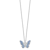 Sterling Silver Swarovski Crystal Never Give Up Butterfly18in Necklace-WBC-QSX613