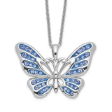 Sterling Silver Swarovski Crystal Never Give Up Butterfly18in Necklace-WBC-QSX613