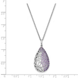 Sterling Silver Purple CZ Long Goodbye 18in. Necklace-WBC-QSX618