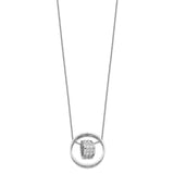 Sterling Silver CZ Antiqued Mother & Daughter 18in. Necklace-WBC-QSX622