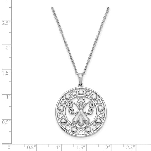 Sterling Silver CZ Angels On Assignment 18in. Necklace-WBC-QSX633