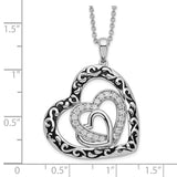 Sterling Silver CZ Antiqued My Blended Family 18in. Necklace-WBC-QSX655