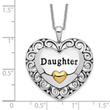 Sterling Silver & Gold-plated Antiqued Daughter 18in. Necklace-WBC-QSX663
