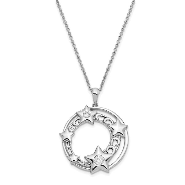 Sterling Silver CZ Antiqued Once In A Lifetime 18in. Necklace-WBC-QSX671