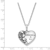 Sterling Silver Antiqued Remembered in Love 18in. Necklace-WBC-QSX691