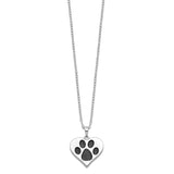 Sterling Silver Antiqued Black Paw In Heart Ash Holder 18in. Necklace-WBC-QSX697