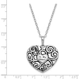 Sterling Silver Antiqued In My Heart 18in. Necklace-WBC-QSX698