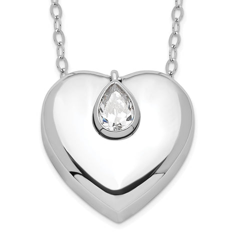 Sterling Silver CZ Missing You Ash Holder 18in. Necklace-WBC-QSX702