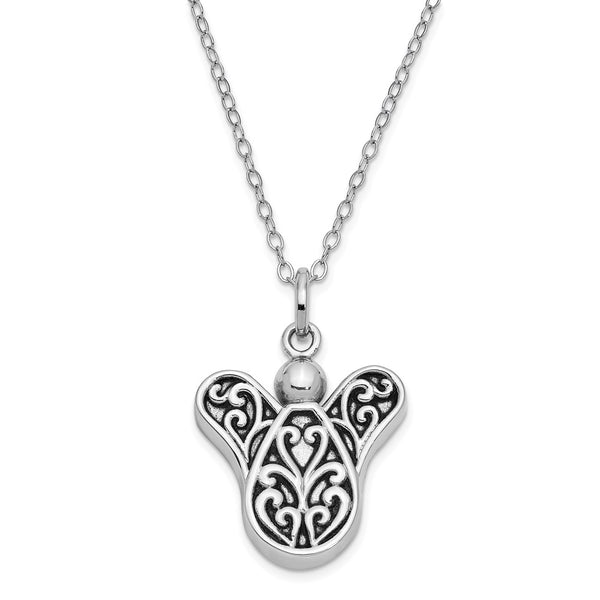 Sterling Silver Antiqued Another Angel Ash Holder 18in. Necklace-WBC-QSX708