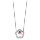 Sterling Silver Red and Clear CZ My Sweet Daughter 18in Necklace-WBC-QSX720