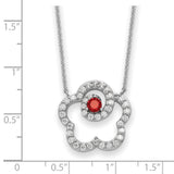 Sterling Silver Red and Clear CZ My Sweet Daughter 18in Necklace-WBC-QSX720