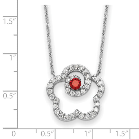 Sterling Silver Red and Clear CZ My Sweet Daughter 18in Necklace-WBC-QSX720