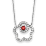 Sterling Silver Red and Clear CZ My Sweet Daughter 18in Necklace-WBC-QSX720