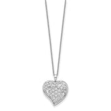 Sterling Silver CZ Antiqued Sisterhood Flower Heart 18in Necklace-WBC-QSX722