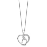 Sterling Silver CZ Together In Love 18in Necklace-WBC-QSX723