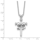 Sterling Silver Antiqued IBTJ Cross 22in Necklace-WBC-QSX724