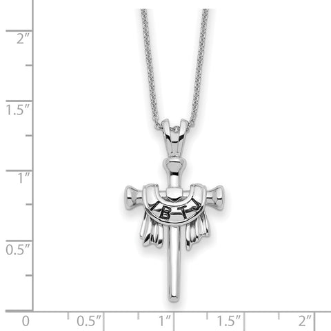 Sterling Silver Antiqued IBTJ Cross 22in Necklace-WBC-QSX724