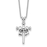 Sterling Silver Antiqued IBTJ Cross 22in Necklace-WBC-QSX724