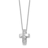 Sterling Silver CZ Good & Perfect Cross 22in Necklace-WBC-QSX726