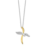 Sterling Silver Gold-Tone Faith In Flight 22in Necklace-WBC-QSX727