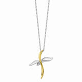 Sterling Silver Gold-Tone Faith In Flight 22in Necklace-WBC-QSX727