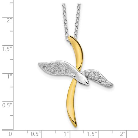 Sterling Silver Gold-Tone Faith In Flight 22in Necklace-WBC-QSX727