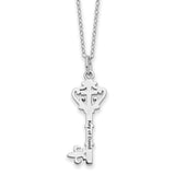 Sterling Silver Red CZ Antiqued Key of David 18in Necklace-WBC-QSX728