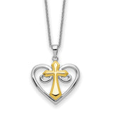 Sterling Silver and Gold-Tone Heart of Jesus 18in Necklace-WBC-QSX729