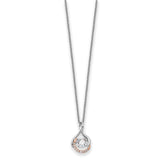 SS and Rose-Tone Vibrant CZ Warm Embrace 18in Necklace-WBC-QSX731