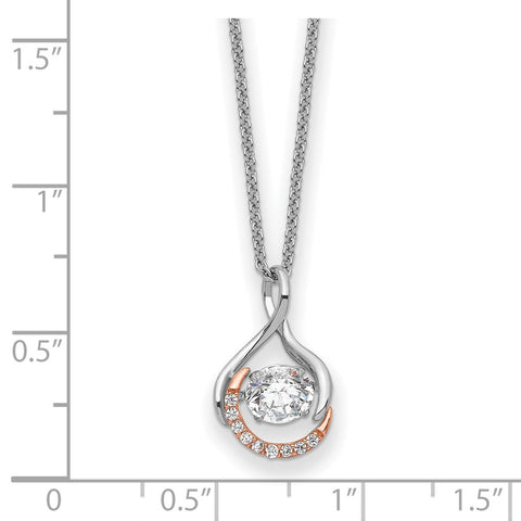 SS and Rose-Tone Vibrant CZ Warm Embrace 18in Necklace-WBC-QSX731